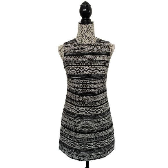Alice + Olivia Coley Sleeveless Jacquard Mini Dress Black, White Size 2 - Picture 3 of 12